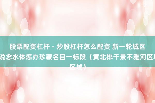 股票配资杠杆 - 炒股杠杆怎么配资 新一轮城区河说念水体惩办珍藏名目一标段（黄北排干景不雅河区域）