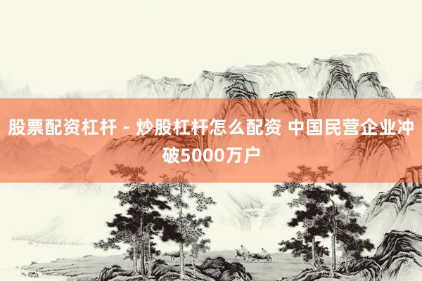 股票配资杠杆 - 炒股杠杆怎么配资 中国民营企业冲破5000万户
